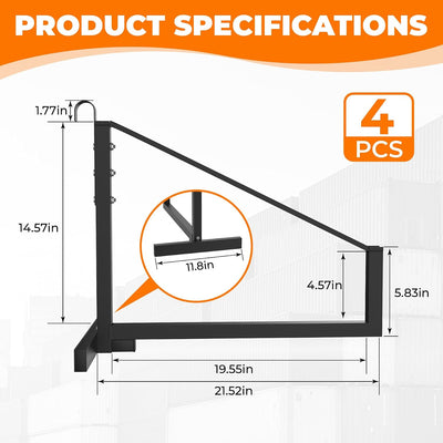 4 Soportes Acero Contenedores Envío 21.52x14.57pulg Negro