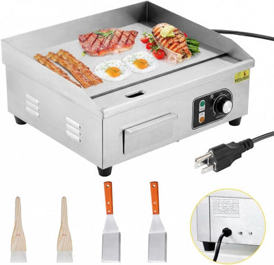 Plancha eléctrica acero inox 18pulg 1500W con termostato 122-572°F