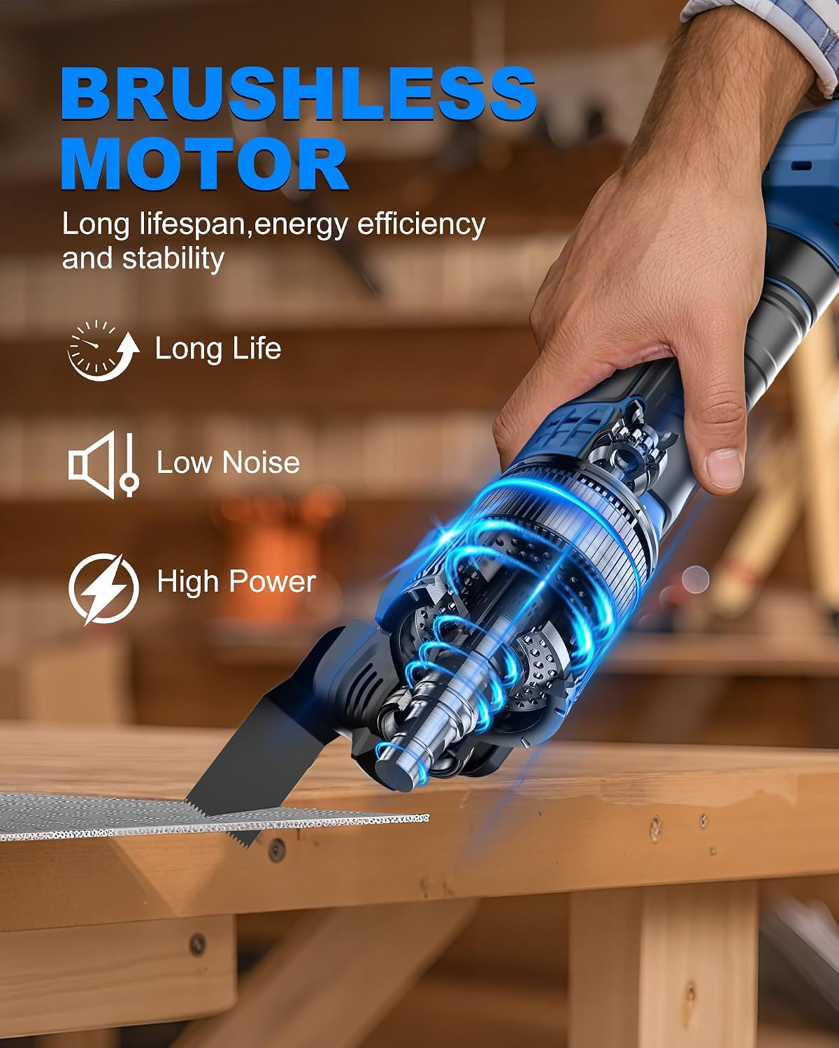 Multiherramienta oscilante 20V 6 vel 3.5° para madera y lijar