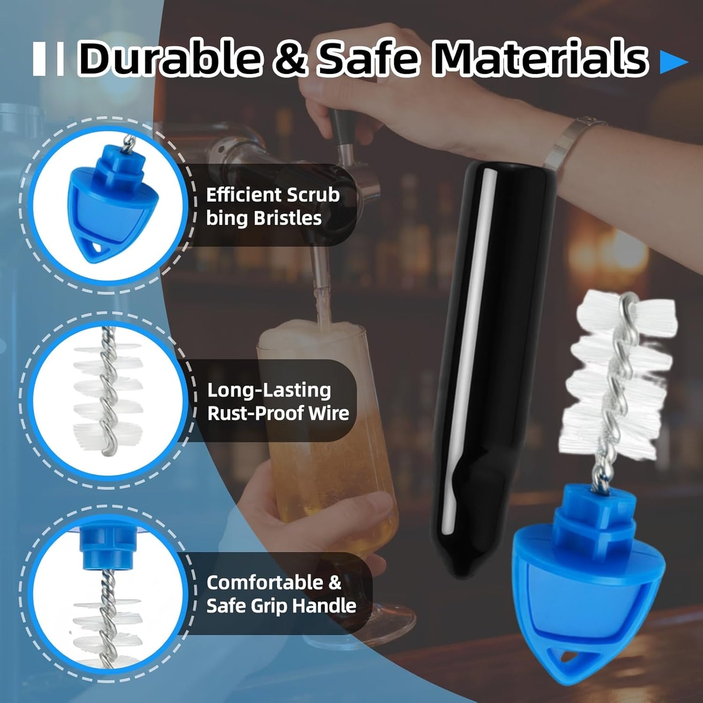 Kit limpieza grifo con 20 tapones y cepillos azules