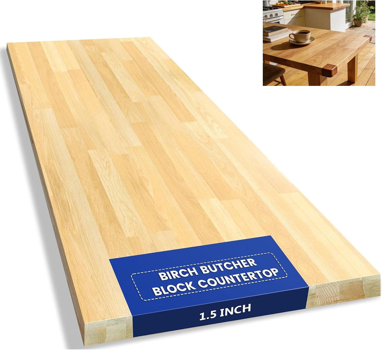 Encimera de madera de abedul 30 x 25 pulgadas