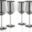 Set 4 Copas Vino Acero Inox Irrompibles 18oz Plateado
