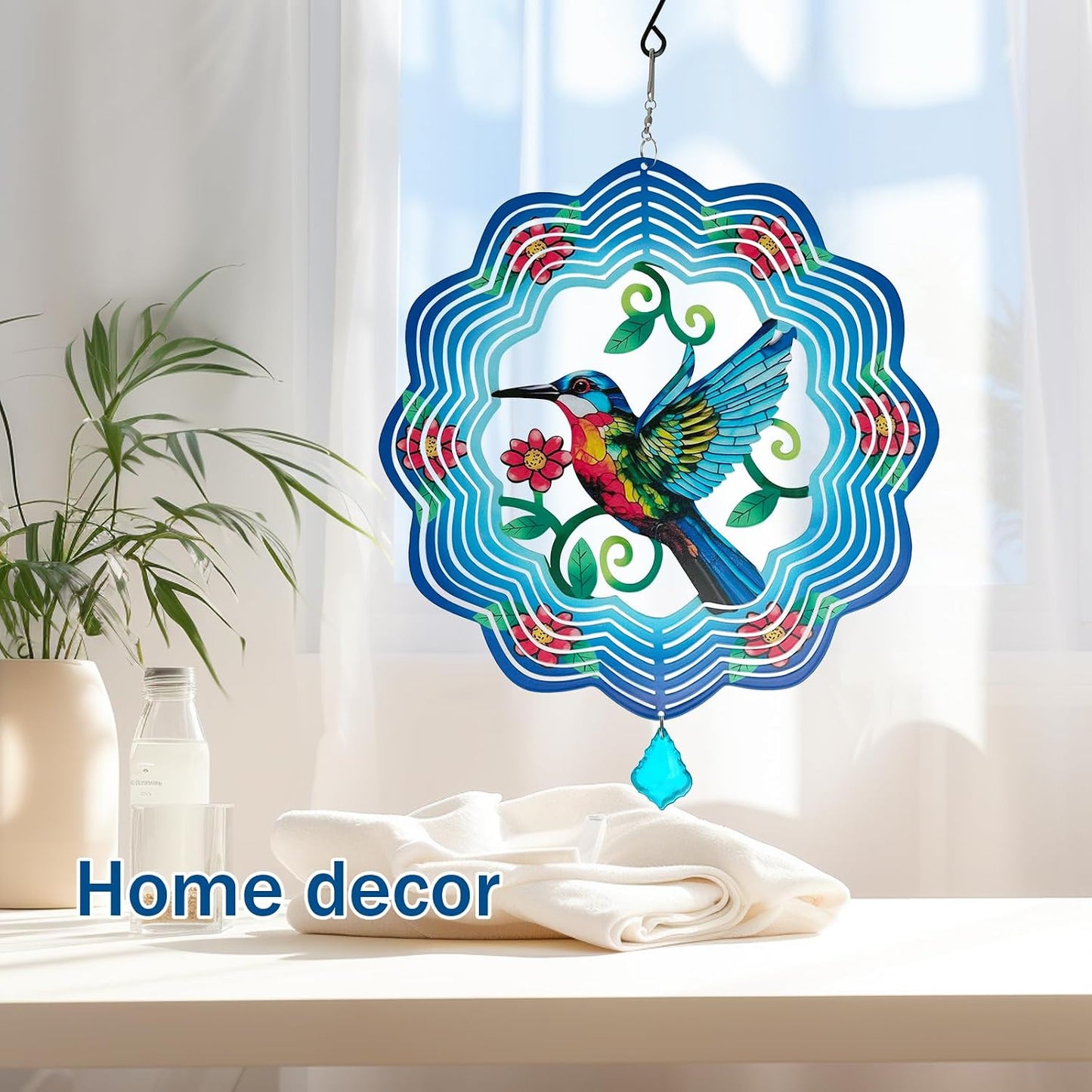 Molinillos viento metal colibrí 12pulg decoración