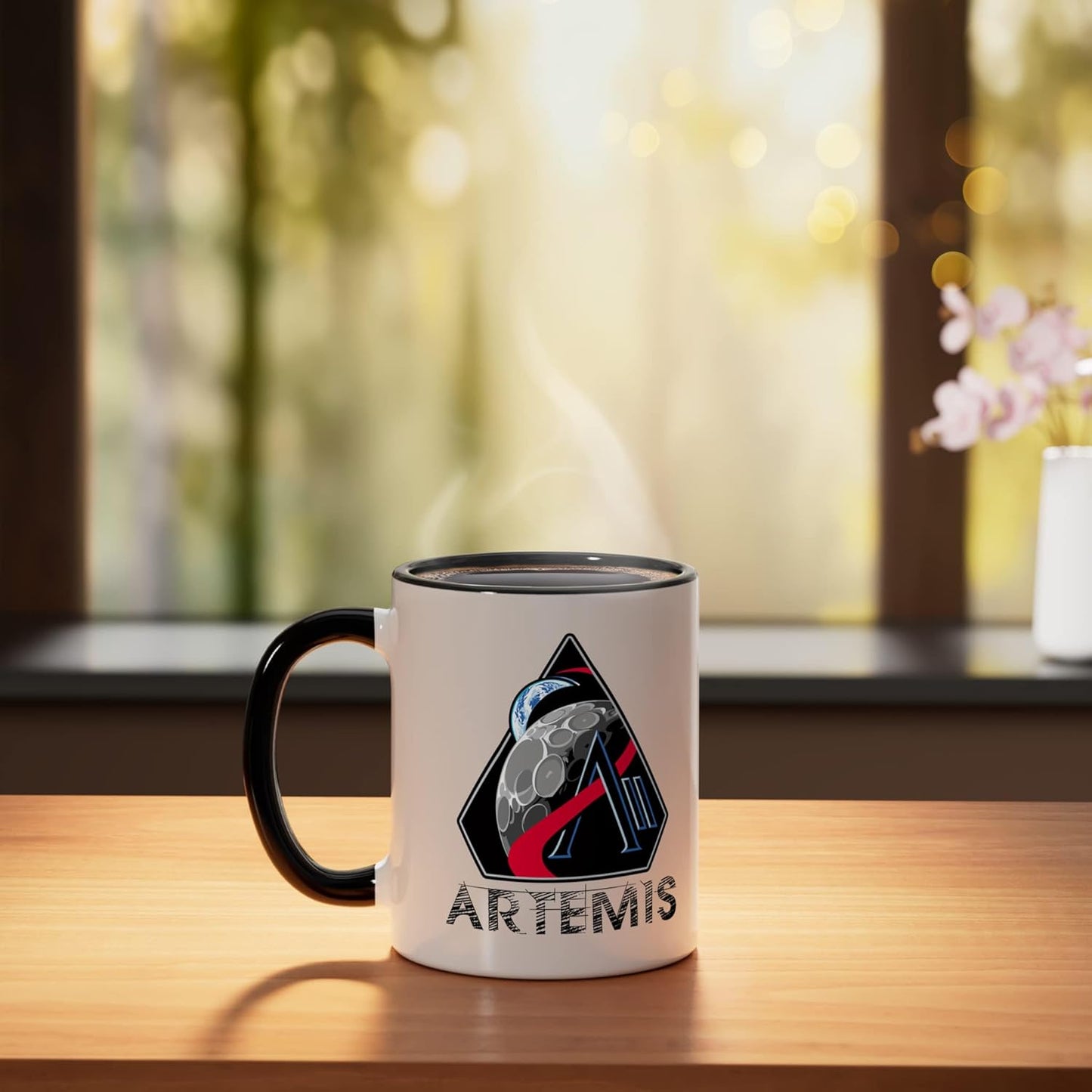 Taza de cerámica Artemis 2 con texto To The Moon And Beyond
