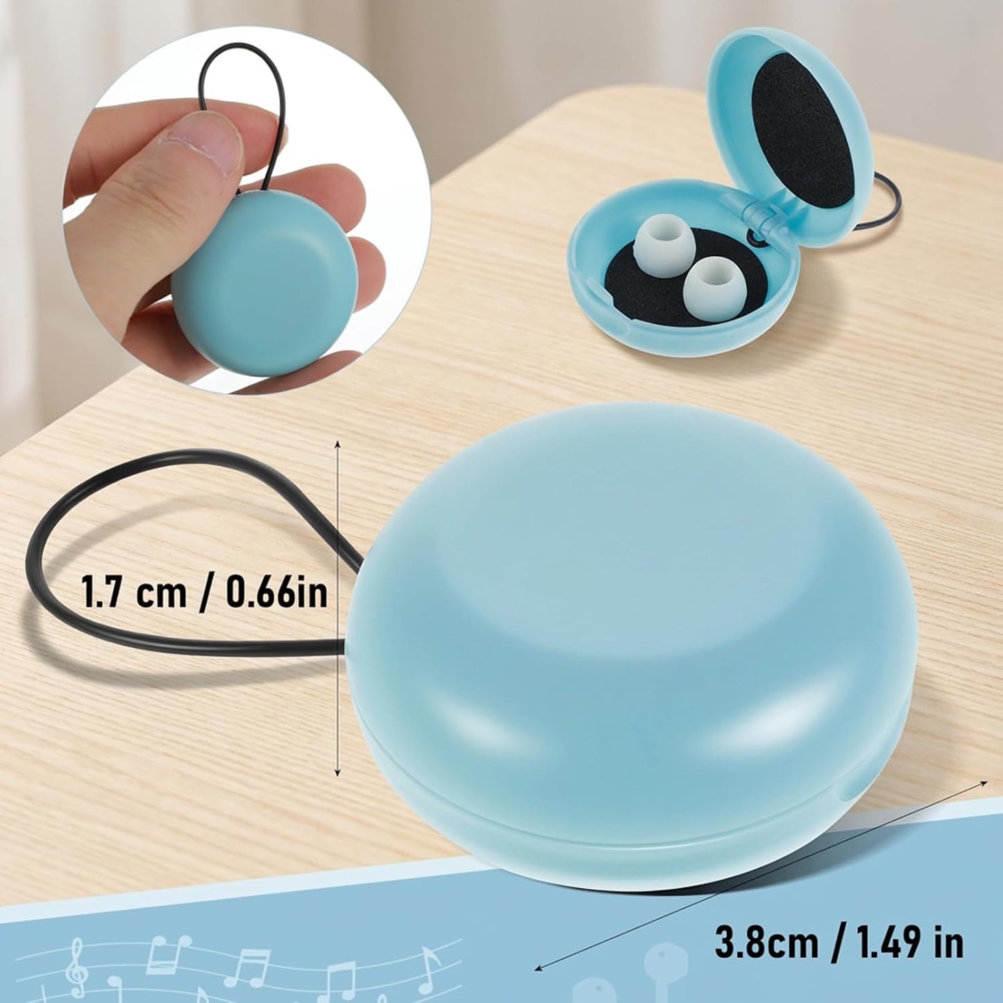 Estuche portátil para tapones de oído de plástico