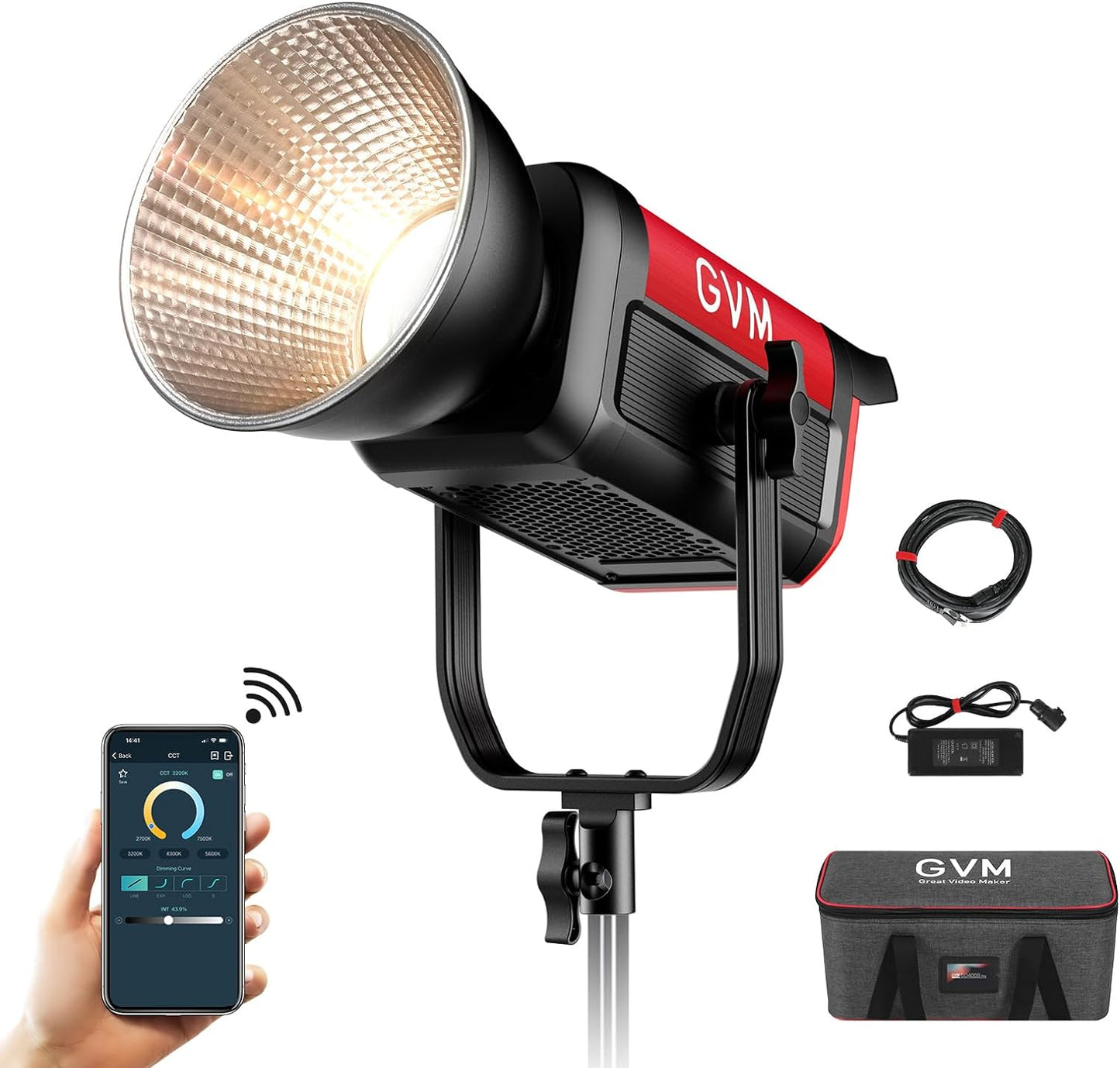 Kit luz estudio LED 200W 45400lux con control Bluetooth/DMX y video