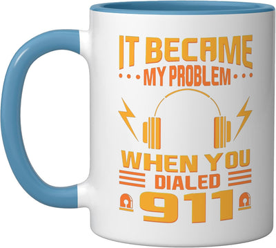 Taza cerámica para operador de emergencias 911 azul/blanco