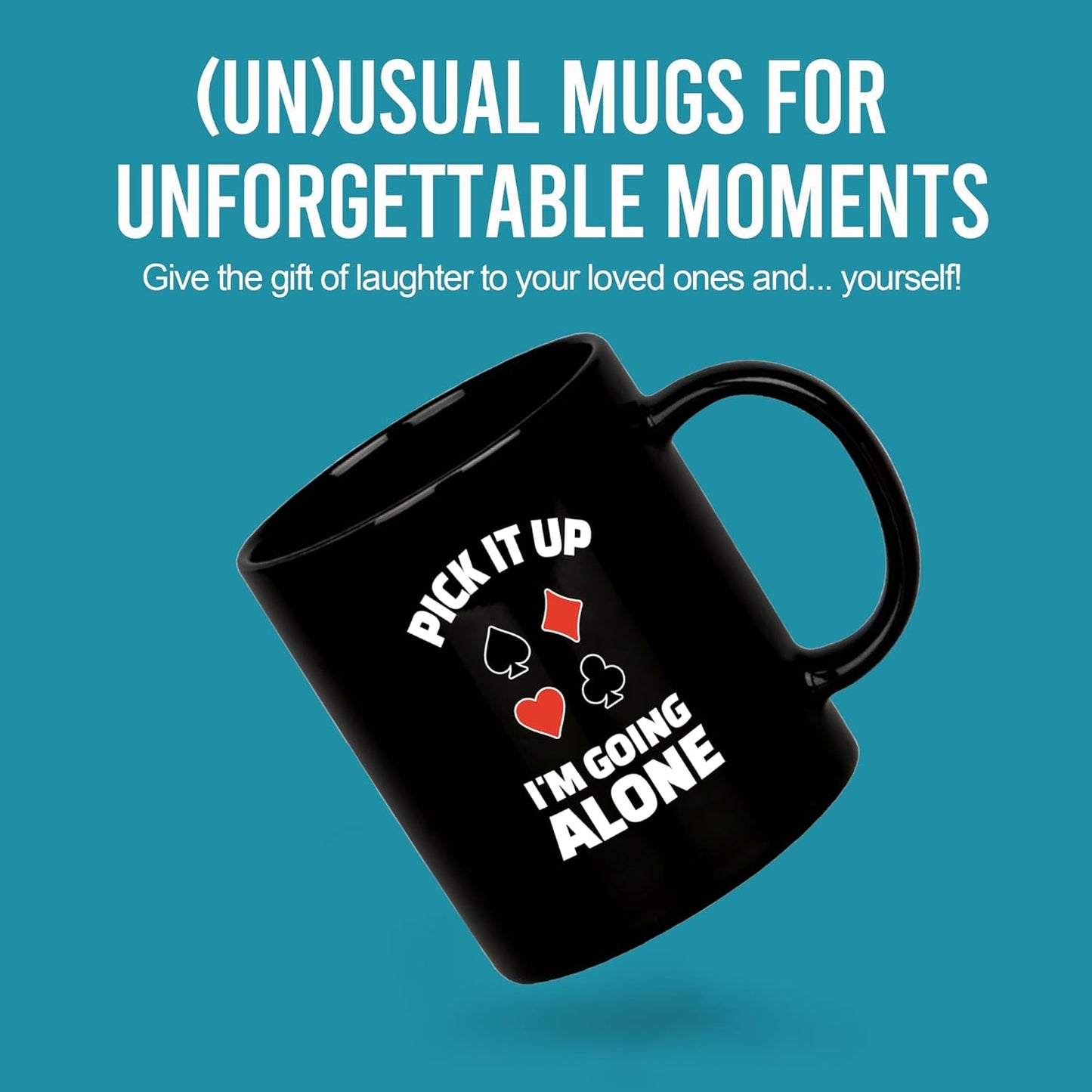 Vaso de cerámica negro para regalo, juego de cartas Euchre