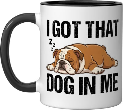 Taza Cerámica Perro Bulldog Durmiendo Negro/Blanco