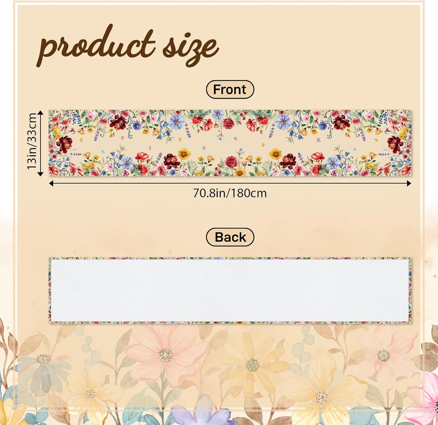 Camino mesa lino mariposas 13x72pulg
