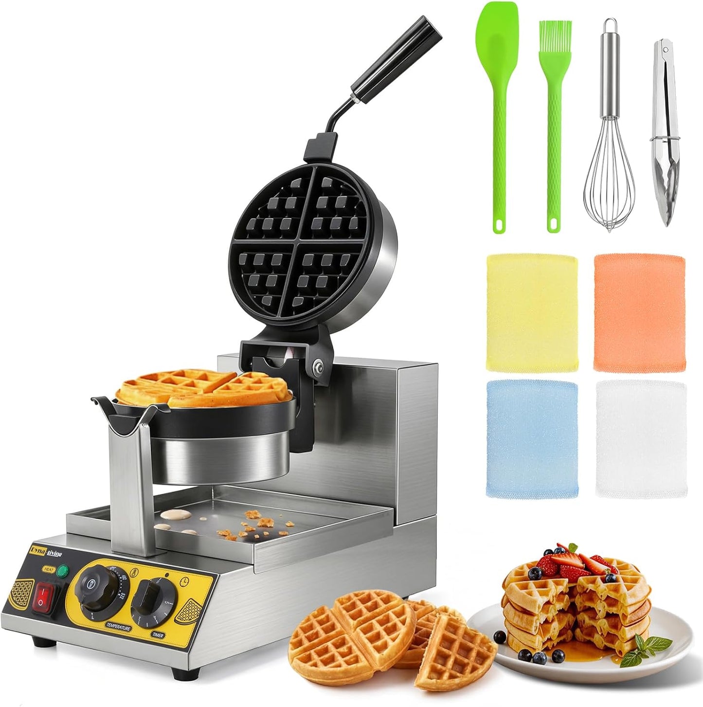 Máquina gofres profesional antiadherente 1200W para panadería