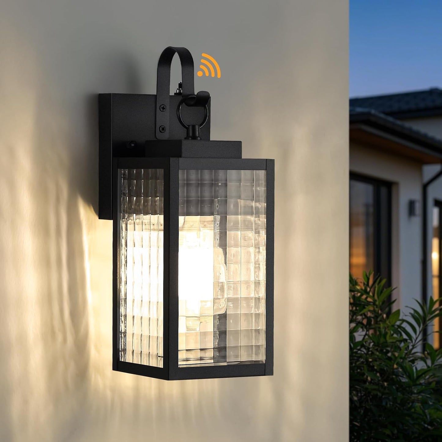 Luz exterior 11.8pulg vidrio cuadros IP65 negro