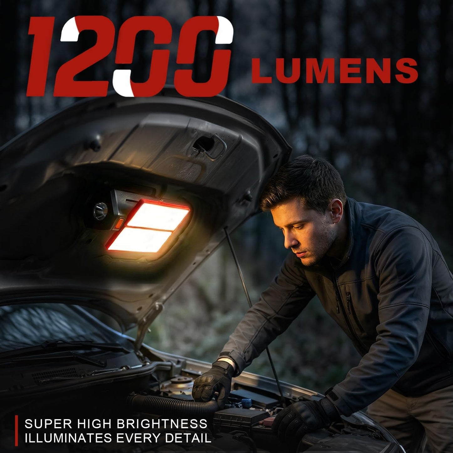 Luz magnética manos libres recargable 1200lm plegable 300°