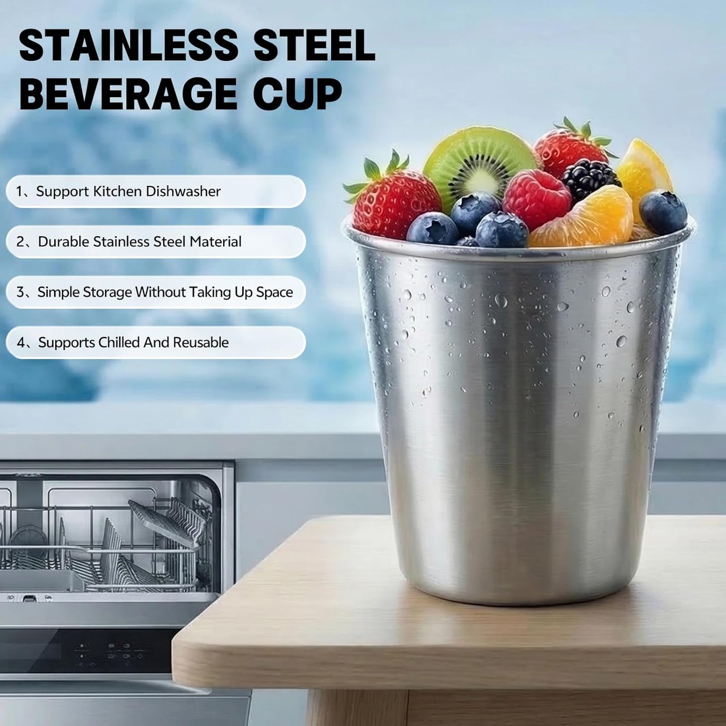 Set 20 Tazas Acero Inox Reutilizables Apilables Sin BPA