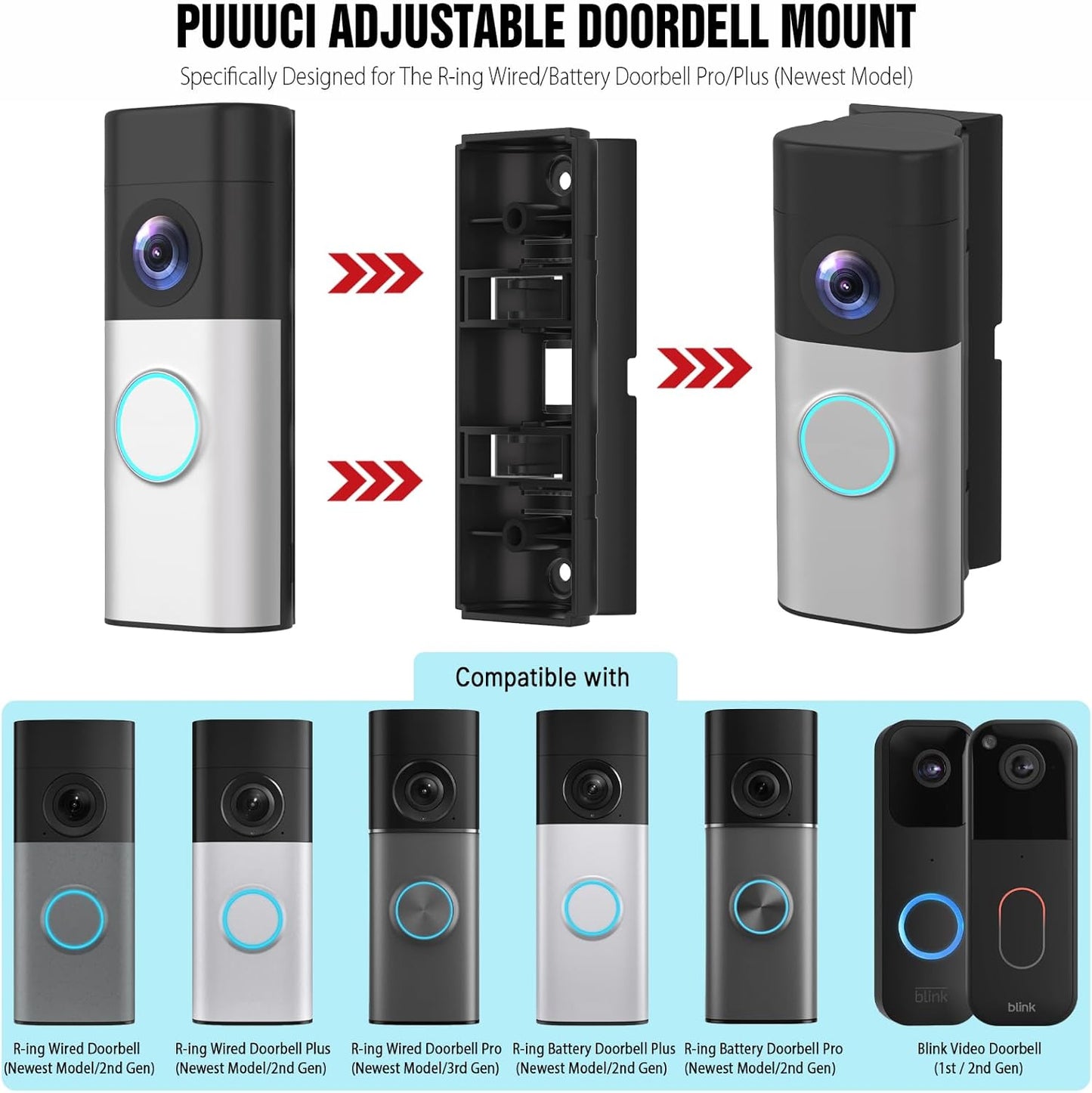 Soporte ángulo timbre video ajustable pared R-ing Plus/Pro