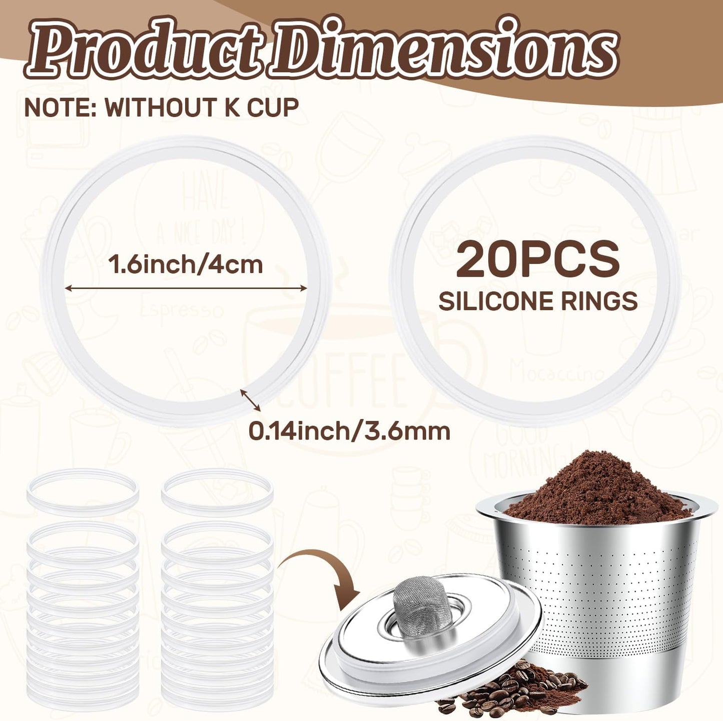 20 juntas reutilizables K Cups de acero inoxidable para Keurig