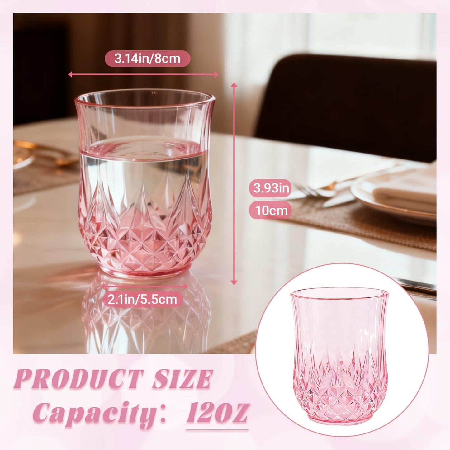 Set 40 vasos plástico vintage 12oz irrompibles para fiestas