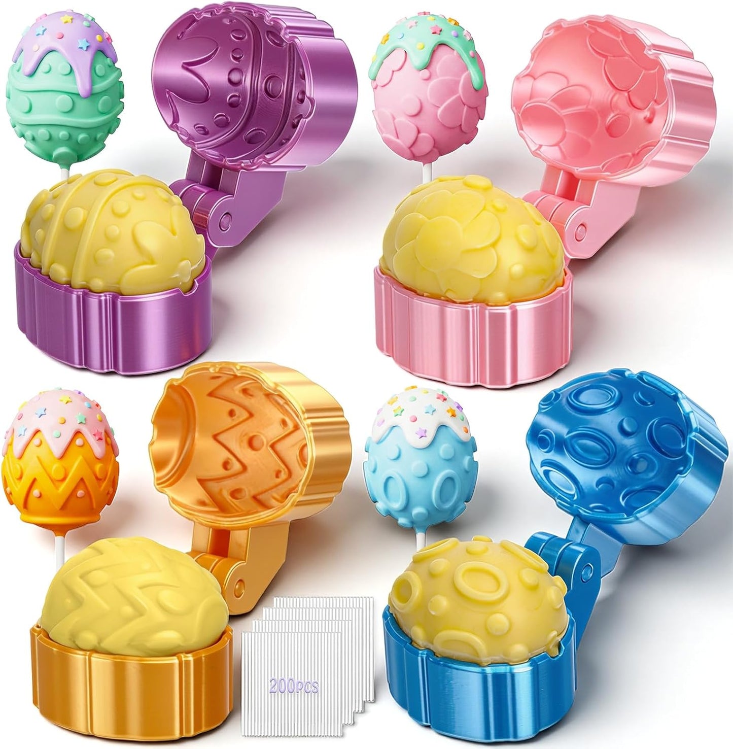 Juego de 4 moldes para pastel de Pascua con 200 palitos y herramientas 3D