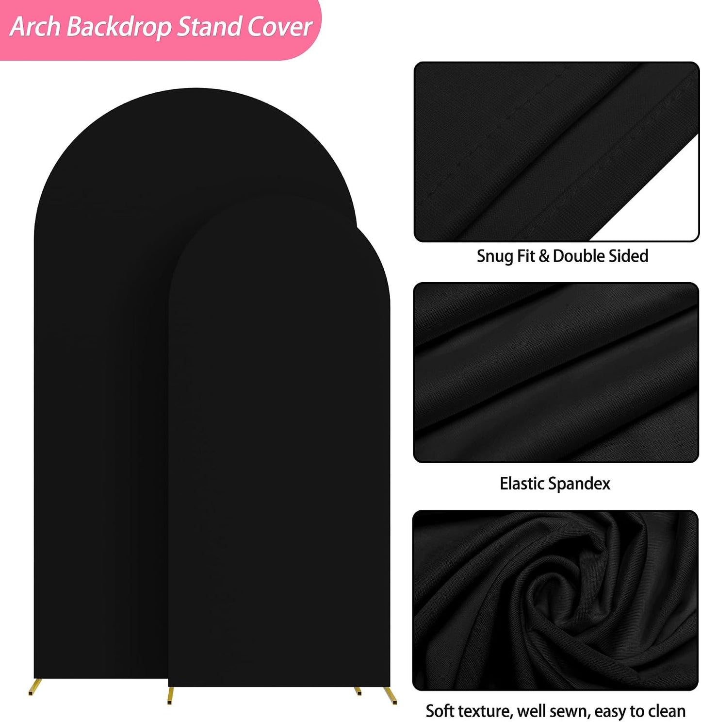 Funda arco boda 7.2ft spandex negro ajustado juego 2