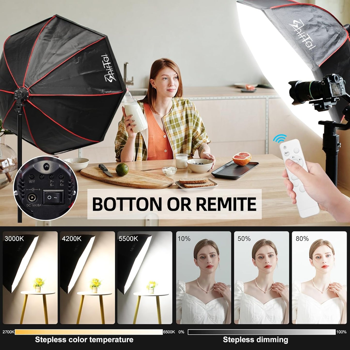 Kit Softbox LED 110W 2700-6500K estudio foto