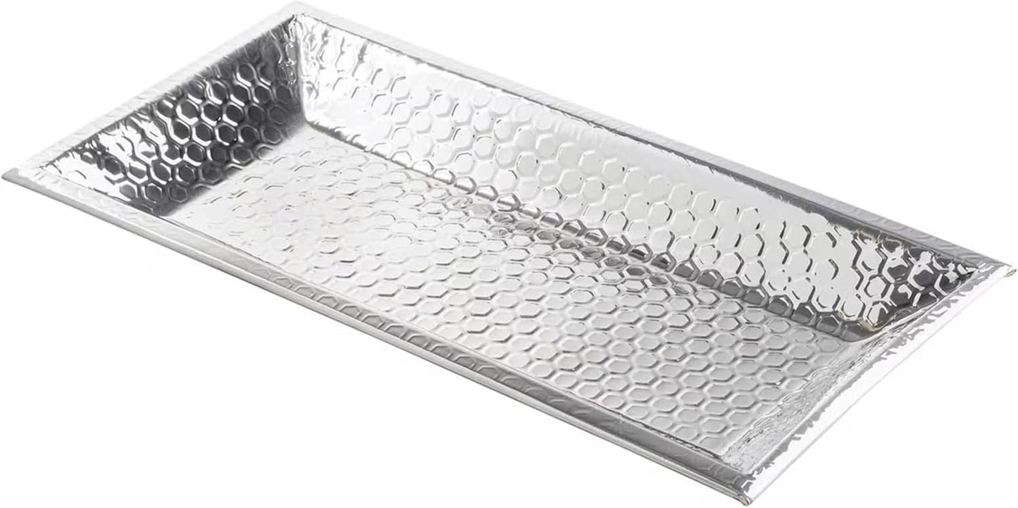 Bandeja Servir Acero Inox Panal Espejo 23.25x15pulg