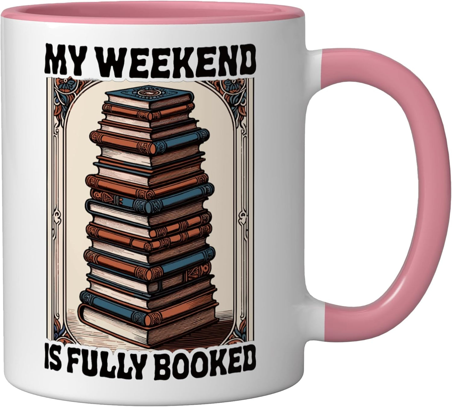 Taza cerámica para lectura Bookworm Rosa/Blanca