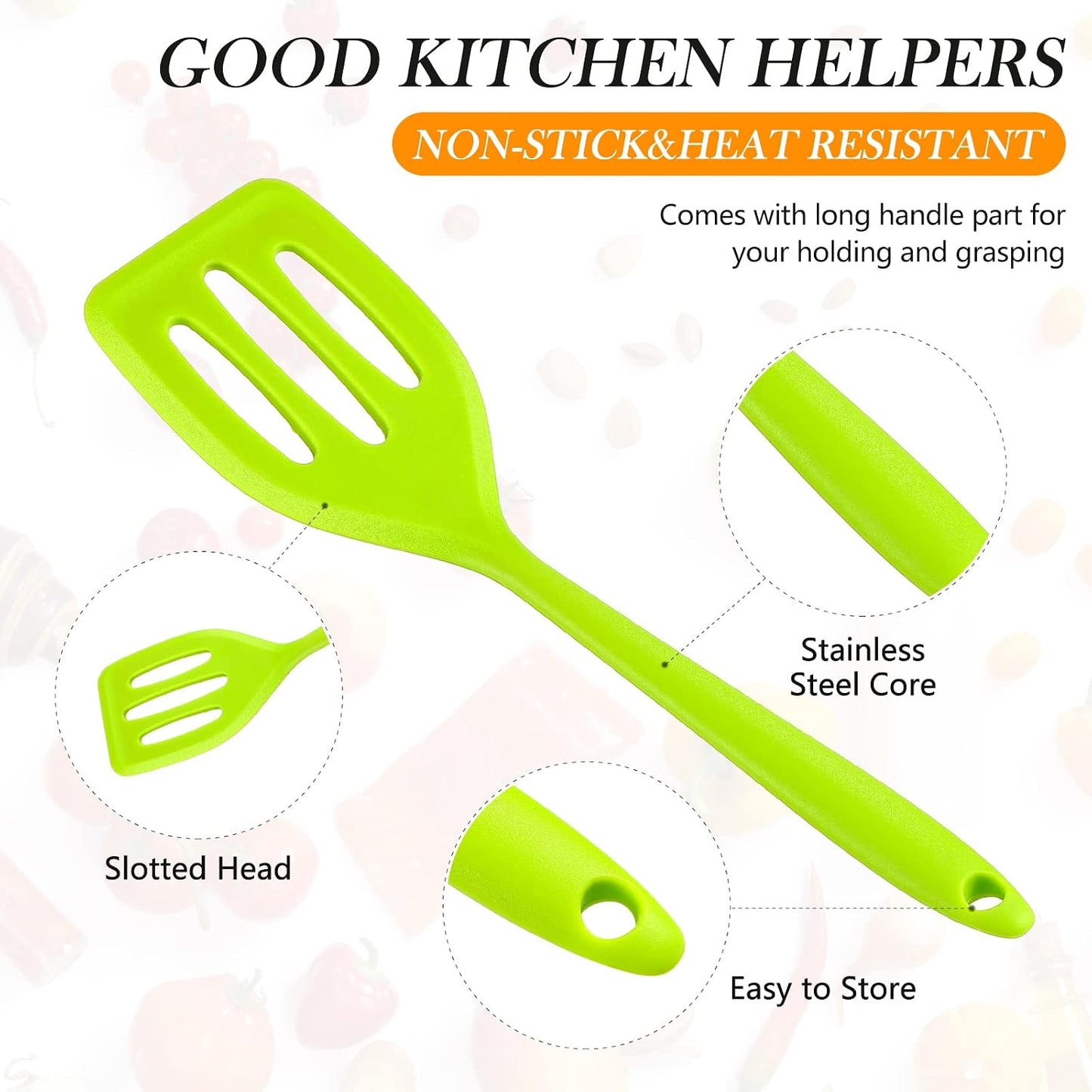 5 Espátulas Silicona Mini Cocina Ranura Colores