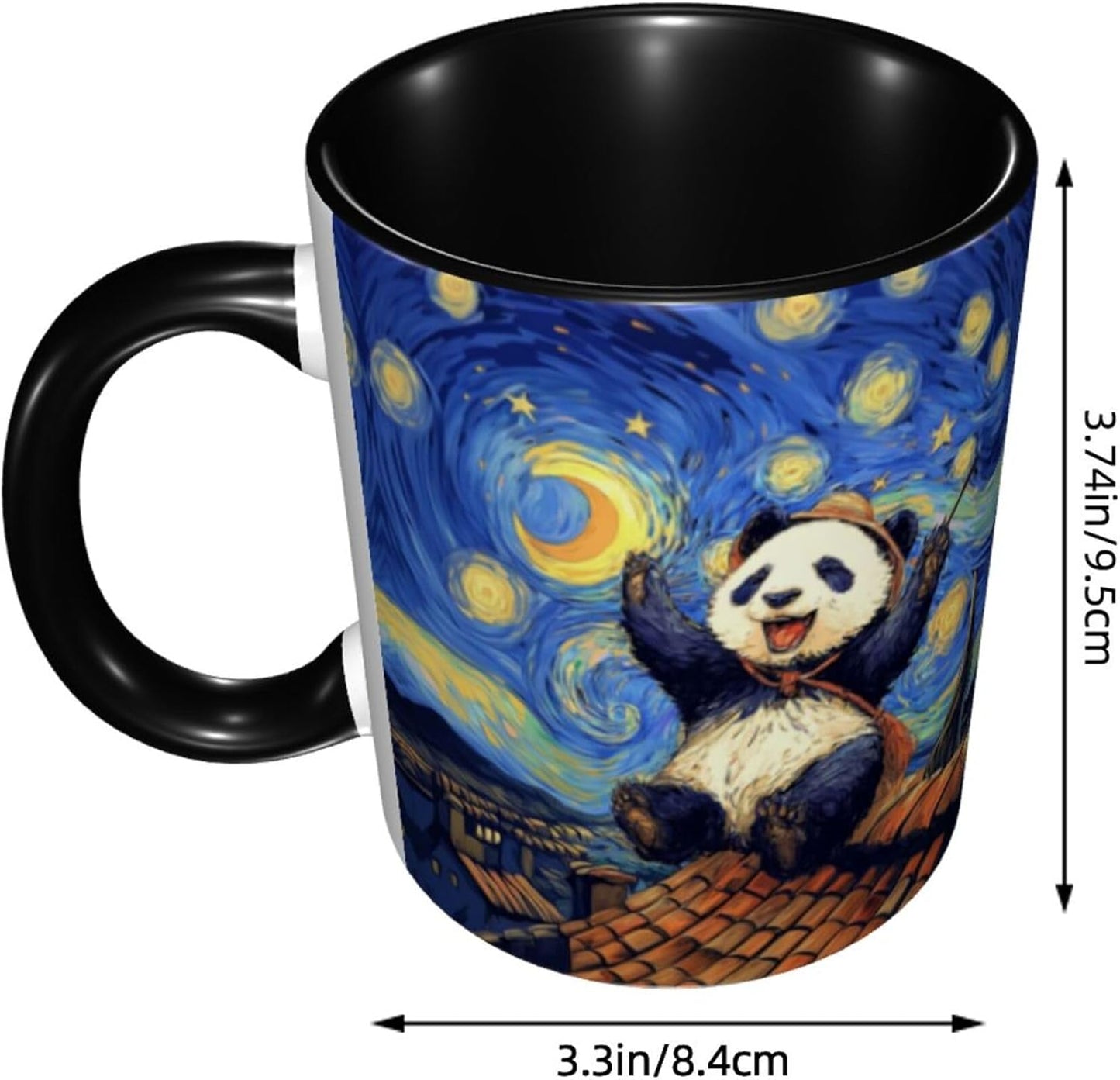 Taza de café panda de cerámica para mujer con asa
