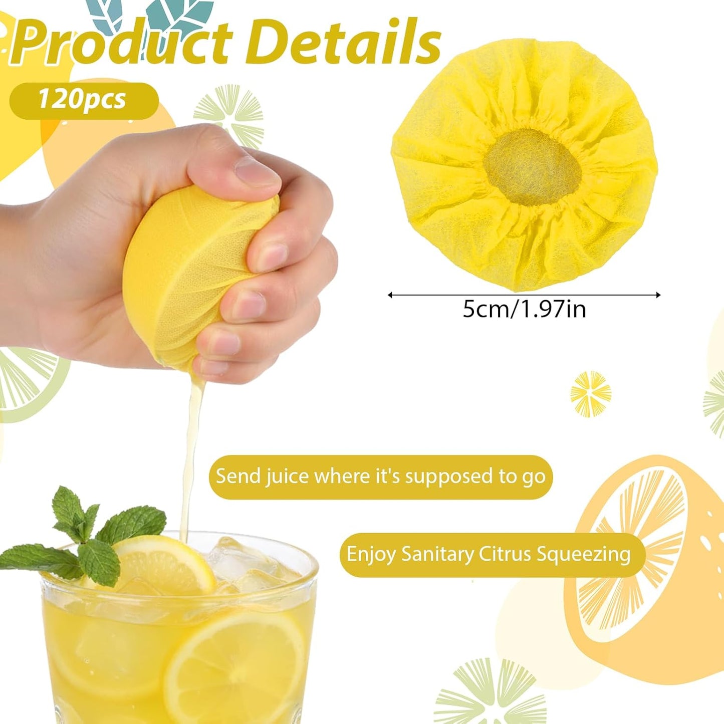 Envolturas de cuña de limón con fundas elásticas para bebidas