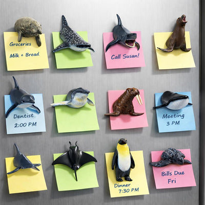 Paquete de 12 imanes 3D de animales marinos para nevera y puerta