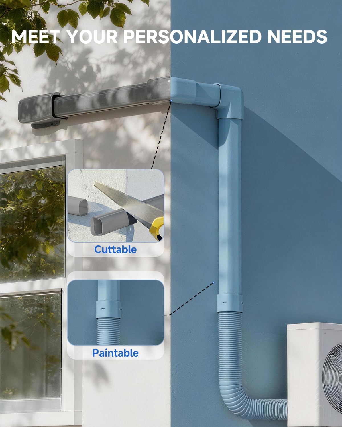 Cubiertas línea dividida 4pulg 14ft PVC y PP universal AC