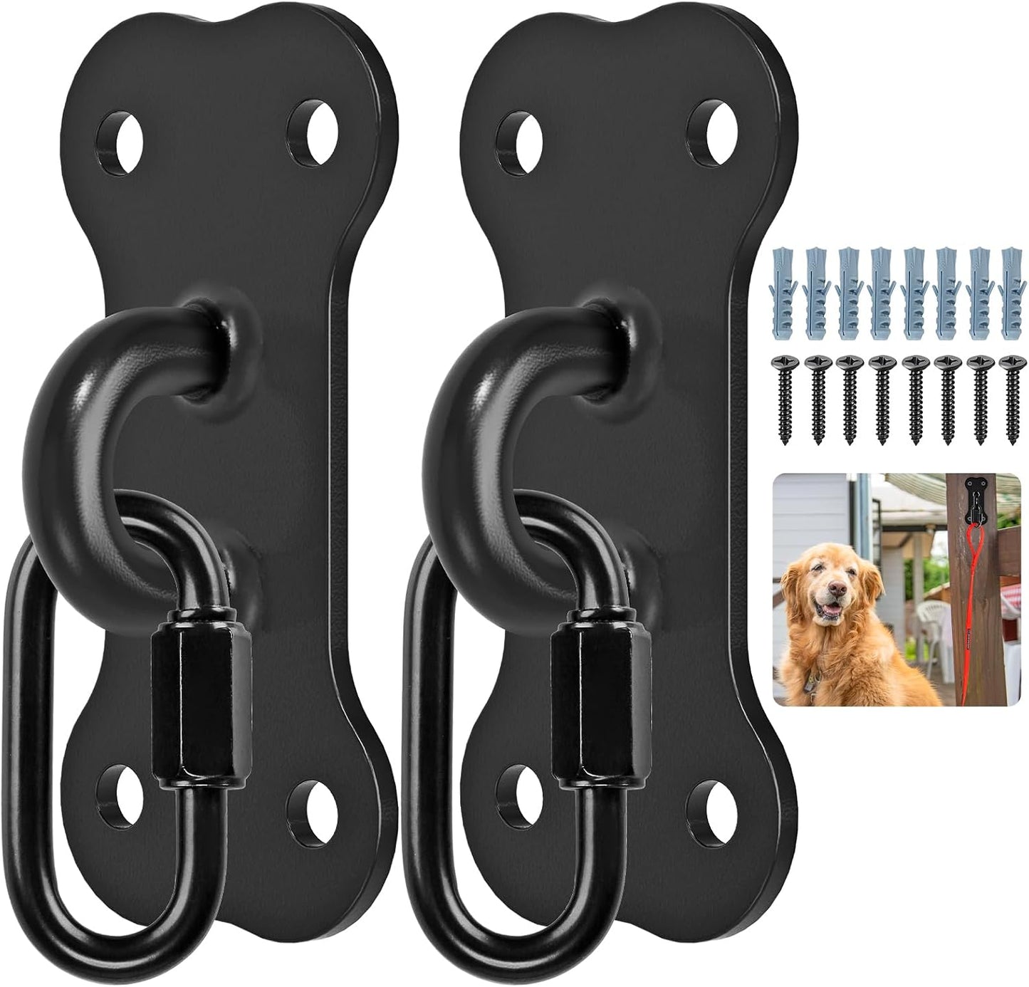 Soporte correa perro pared gancho negro pack 2