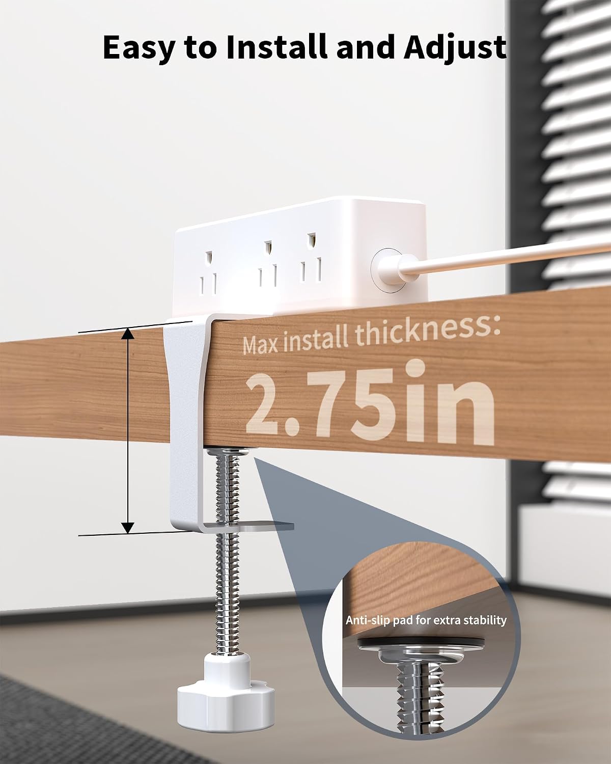 Regleta carga escritorio 9 salidas 4USB comp mesa 2.75pulg