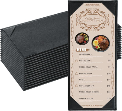 Fundas Menú Cuero Sintético Estilo Libro Negro
