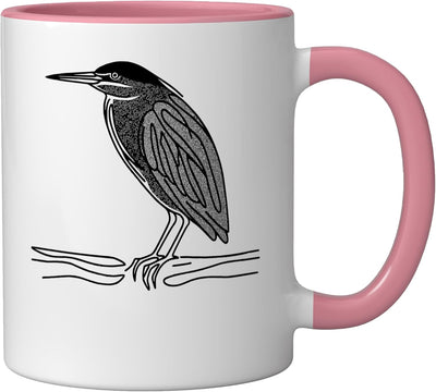 Taza Cerámica Birdwatcher Estilo Pavo Real Rosa/Blanco