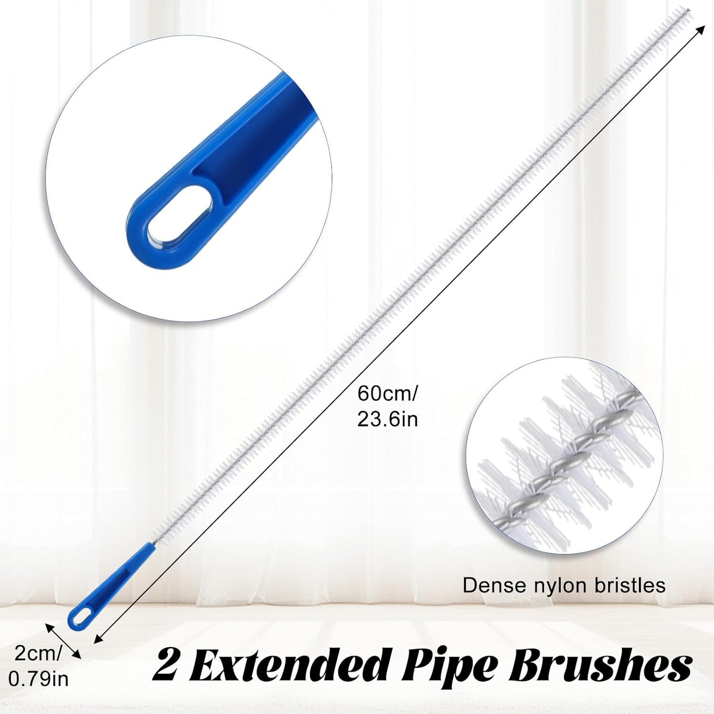2 Cepillos Limpieza Drenaje Extra Largo 23.6pulg Inodoro Cocina
