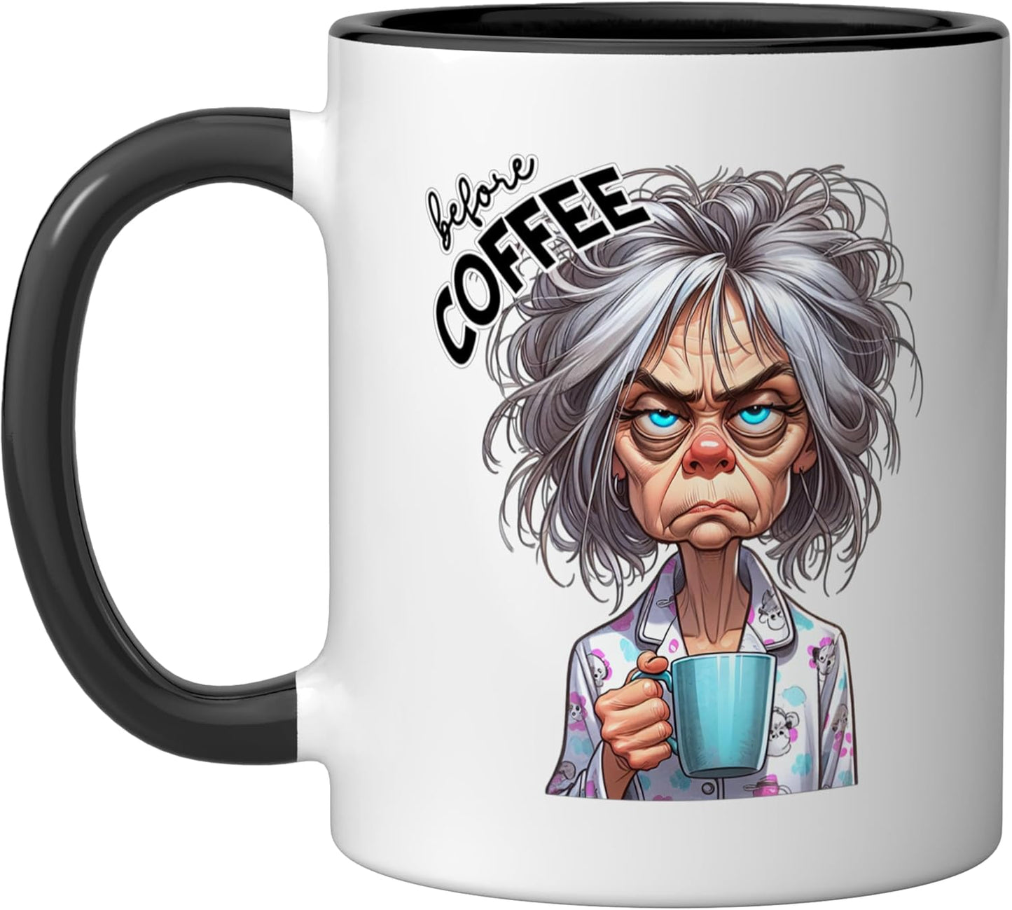 Taza Cerámica Café Con Cara Broma Negro/Blanco