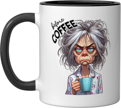 Taza Cerámica Café Con Cara Broma Negro/Blanco