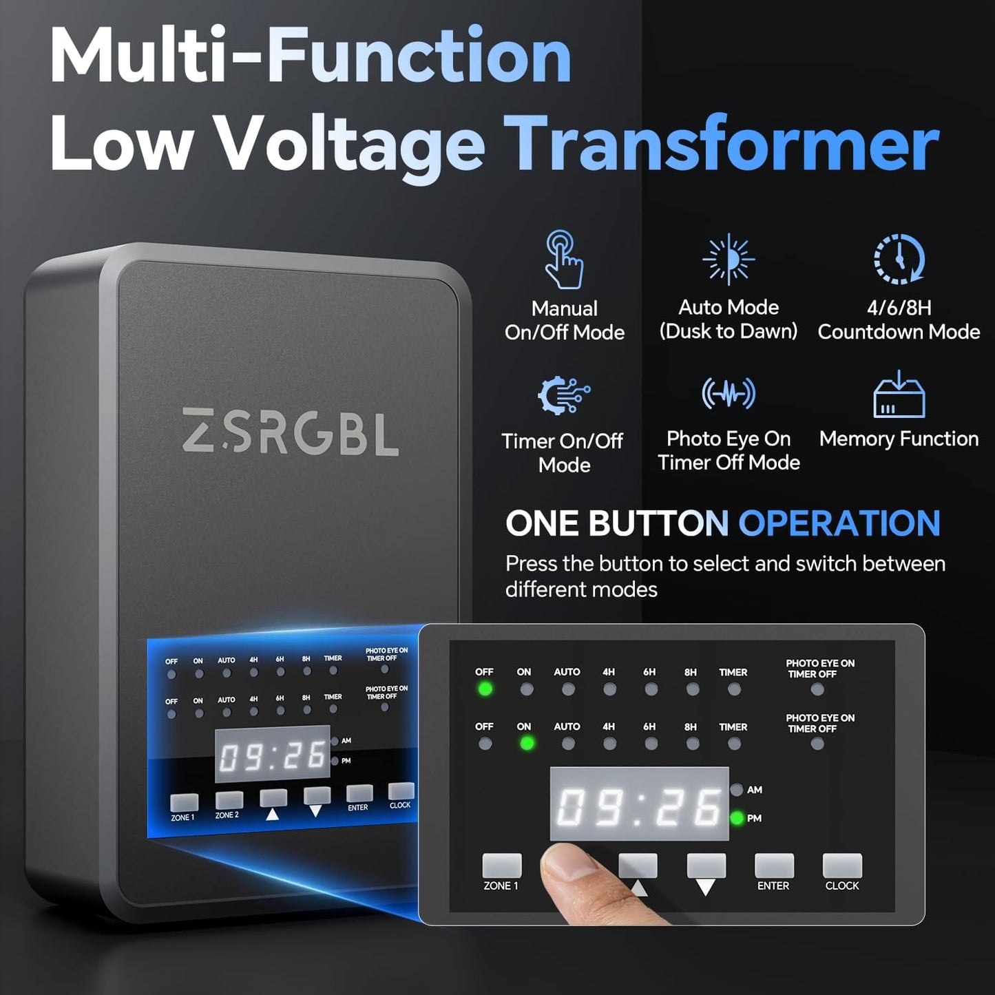Transformador 200W 120V a 12/14V CA control 2 zonas resistente
