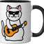 Taza cerámica rockers cat toca guitarra niños hombres jóvenes negro/blanco