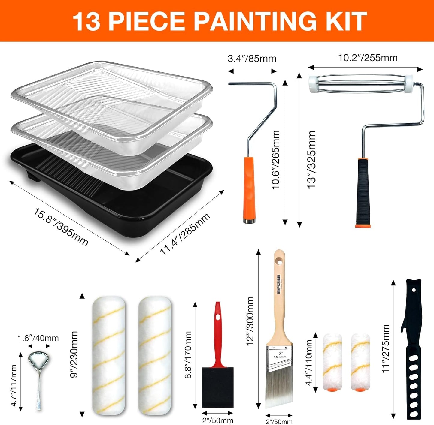 Set 13 Bandejas Pintura con Cubierta 9x4pulg