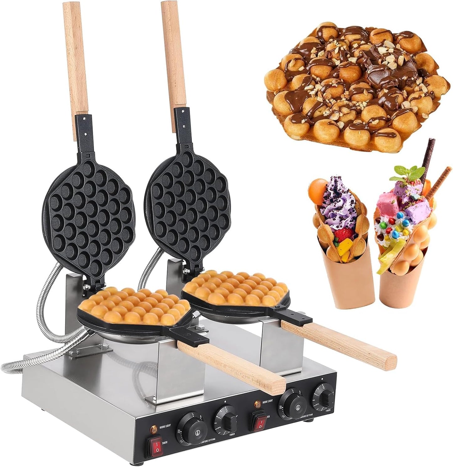 Máquina gofres doble 2800W antiadherente ajustable