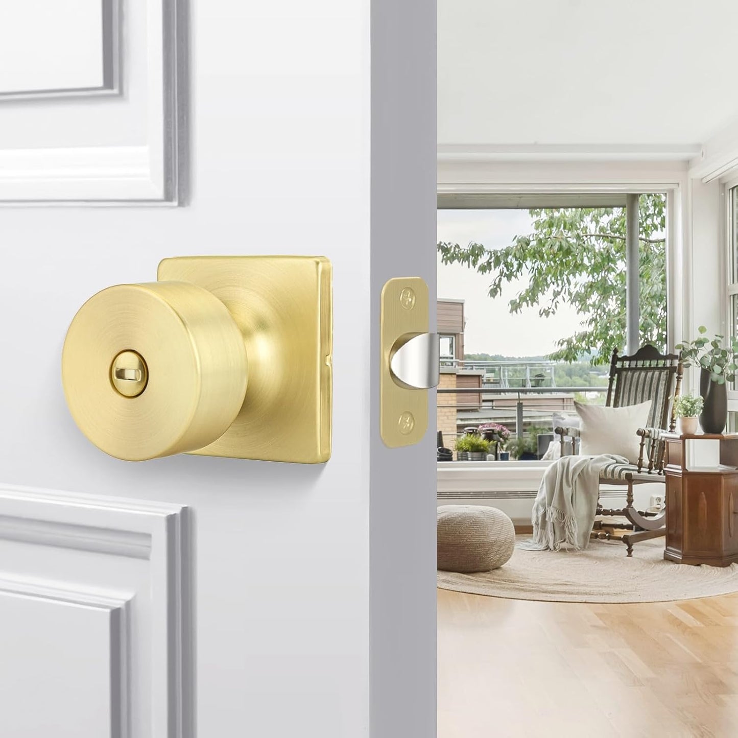 Pomos puerta dorados cepillados privacidad set 1