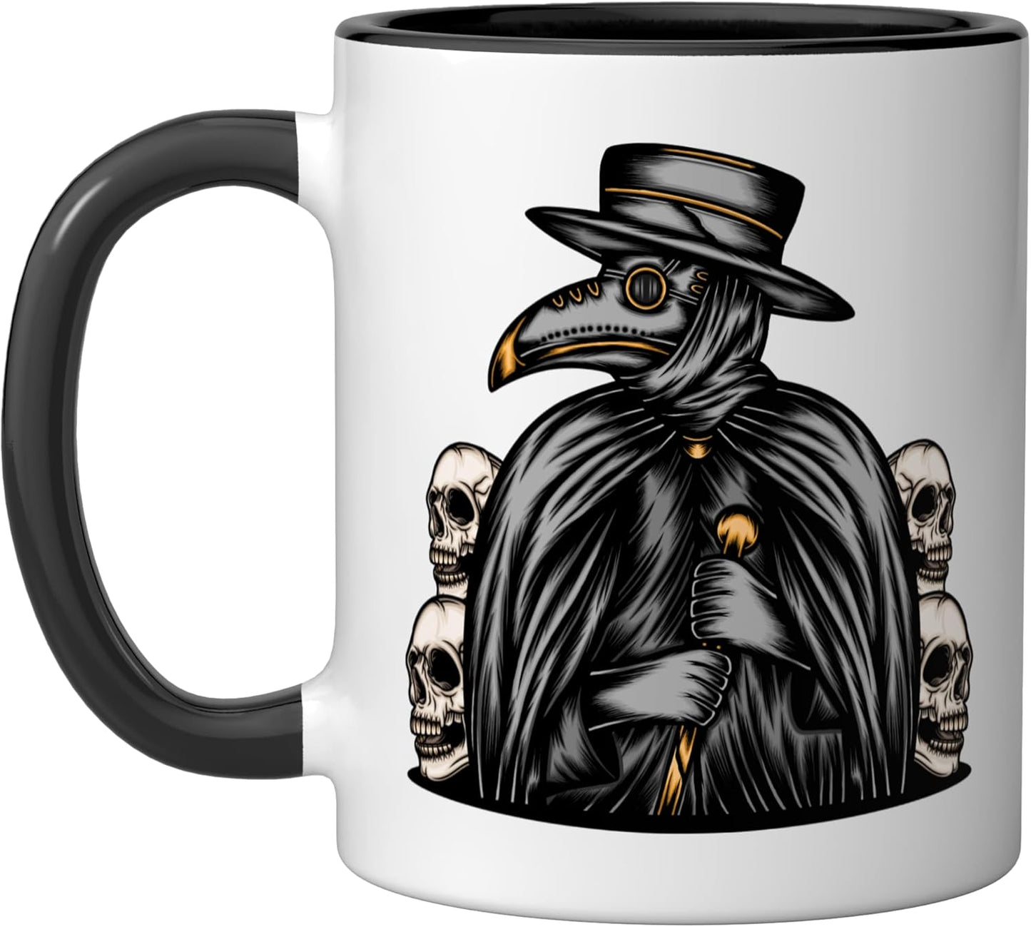 Taza Cerámica Steampunk Horror Tarot Negro/Blanco