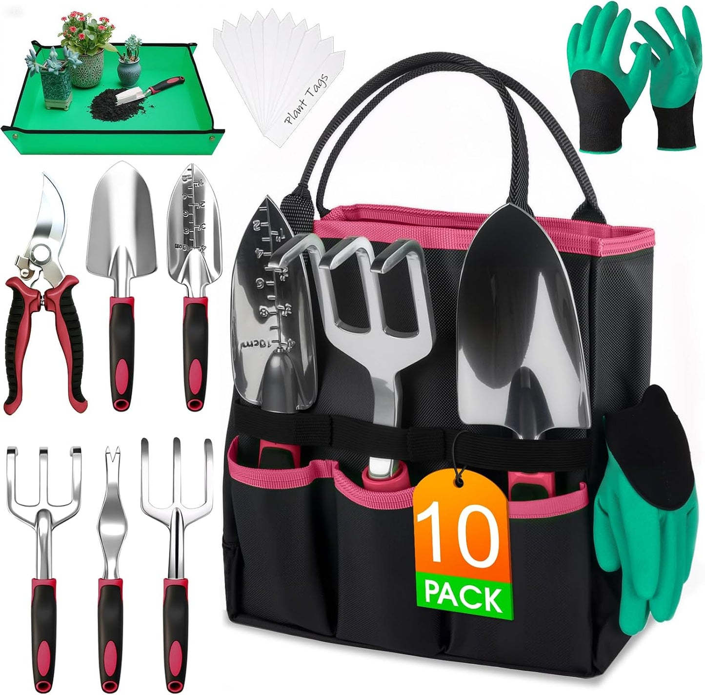 Juego 10 Pzas Herramientas Jardín con Bolsa Almacenamiento