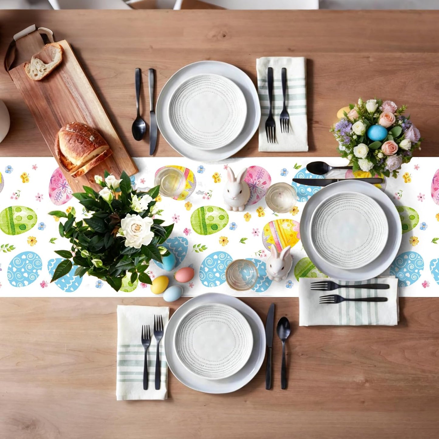 Camino mesa Pascua 72x13pulg huevo acuarela patrón floral