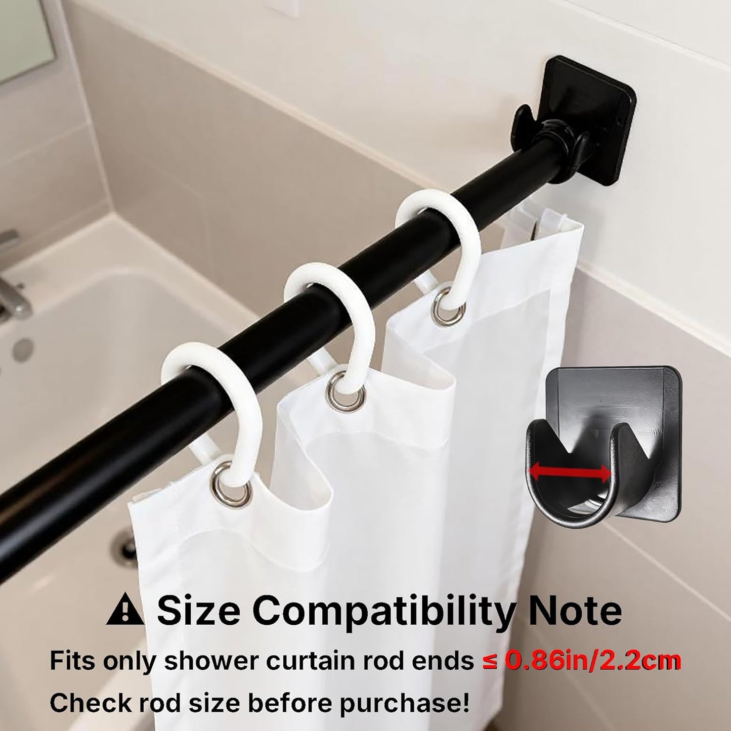 Soporte adhesivo barra ducha 6 Pzas plástico ABS