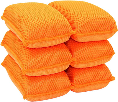 Esponja microfibra lavavajillas resistente arañazos 6 pzas naranja