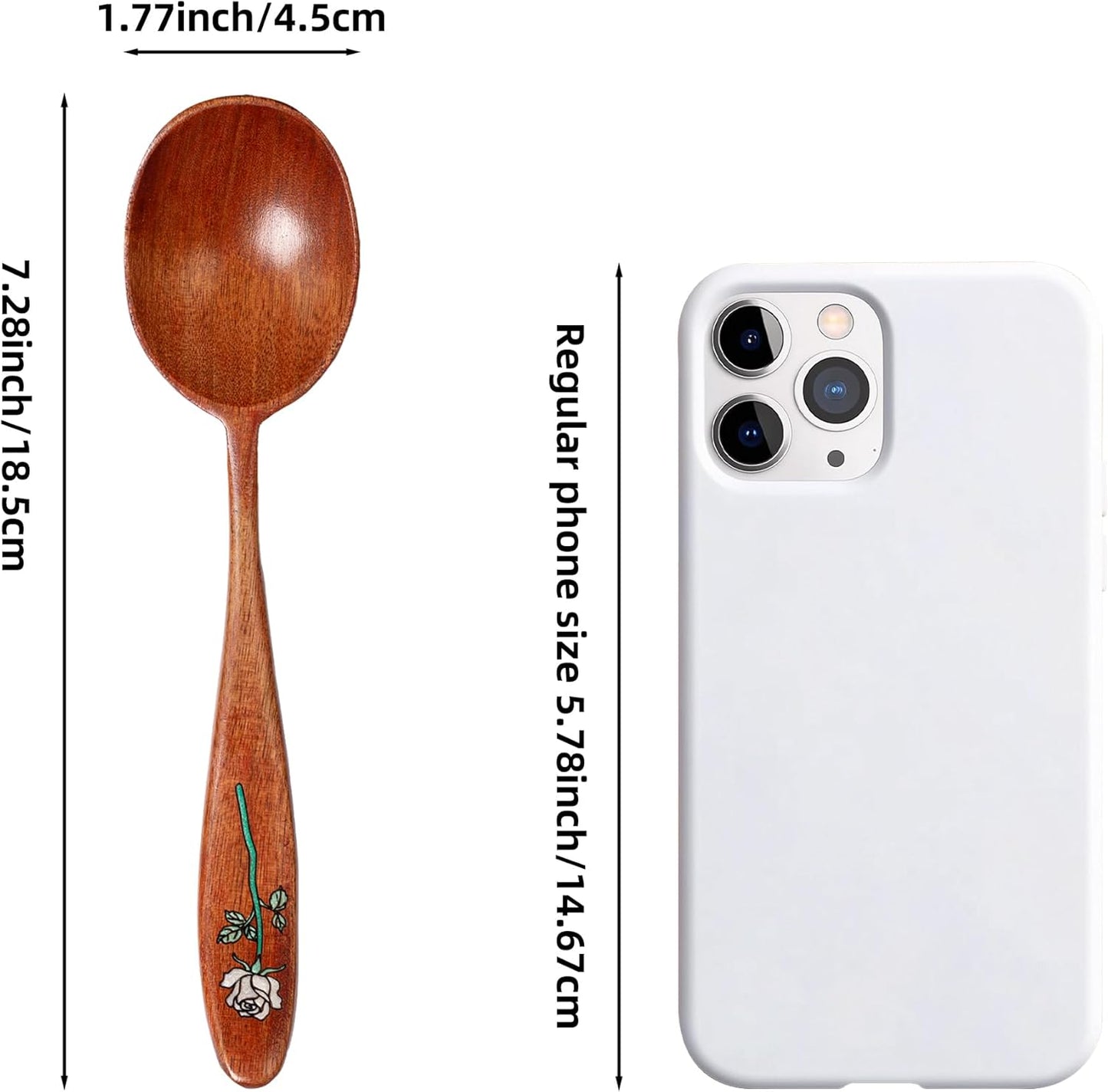 4 cucharas de madera para comer y cocinar, pintadas a mano, caja de regalo