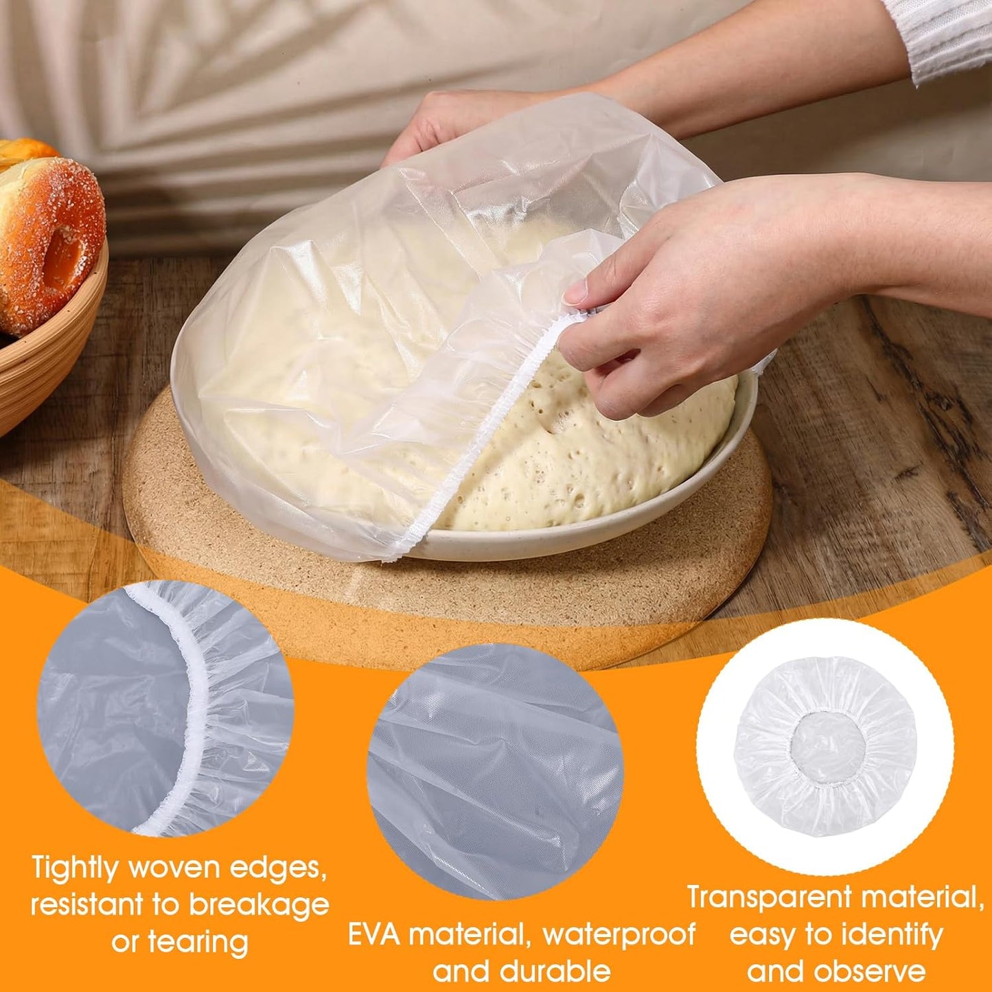 4 fundas reutilizables para cuencos pan 12pulg goma EVA